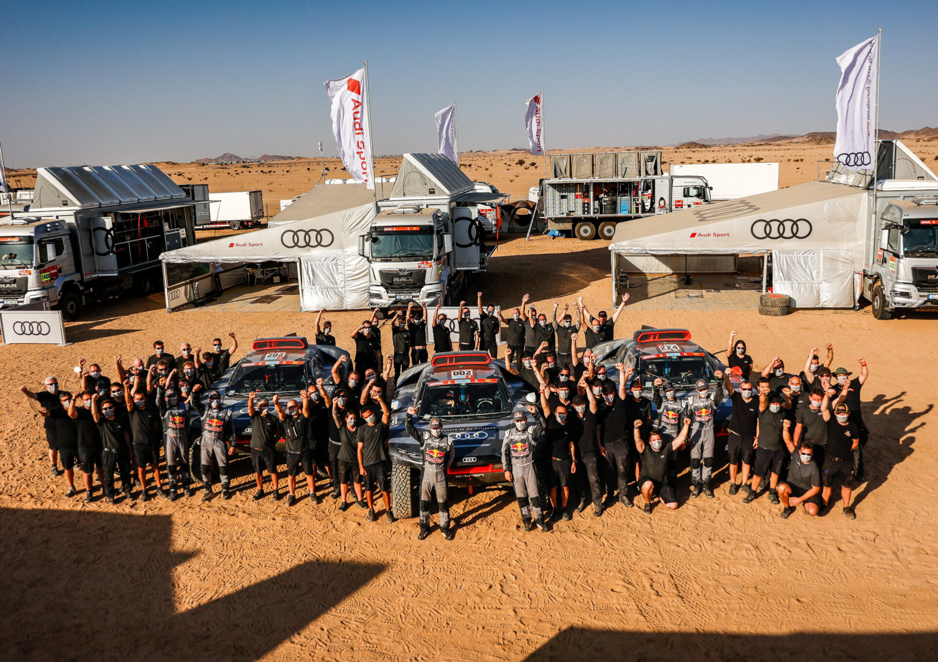 Teambild von Audi Sport bei der Ralley Dakar 2022